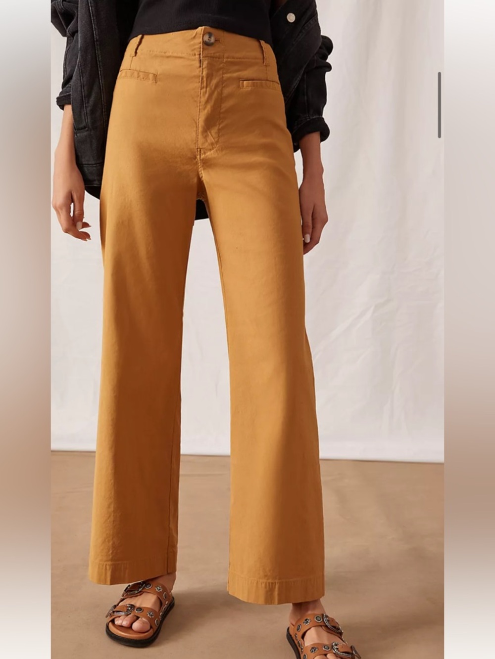 Anthropologie Maeve Camel Color Linen Blend the Collette Full Length Pant sz 31